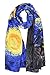 Luxurious 100% Charmeuse Silk Long Scarf Shawl with Hand Rolled Edge (Van Gogh's 