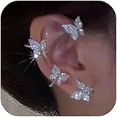 Dainty Vivid Butterfly Ear Cuffs Earrings for Women,Rhinestone Butterfly Ear Wrap No Piercing Fake Earrings Fairy Butterfly Ear Clip Jewelry Gifts