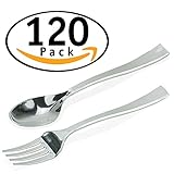 DecorRack 120 pack Small Forks and Spoons, Stylish Silver Finish, BPA Free – 4” Mini Fork and Spoon Set, Appetizer, Dessert, Tasting, Espresso, Tiny Forks Spoons, Catering, Wedding, Party (120 Pack)