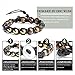Koala Club Master Men's Tiger Eye/Iron Pyrite Stone Handmade Leather Bracelet with Beads Multi Cut 8mm with Free Giftbox