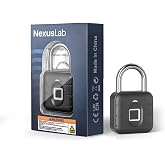 NexusLab Fingerprint Padlock for Gym Locker, 0.5s Biometric Smart Lock with Keyless Entry, IP67 Waterproof &amp; Anti-Cut Stainless Steel, Stores 20 Prints, Ideal for Outdoor Gate &amp; School, No App Needed