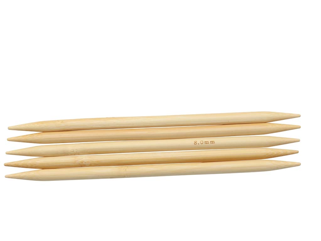 Glorex Bamboo Knitting Needles 8.0 mm 20 cm, Natural, 8 mm