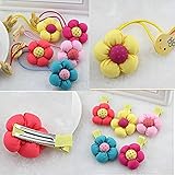 Skyvan 10pcs Sunflower Baby Kids Hair Care Girl Elastic Hair Rope Elastic Ties Plastic Ponytail Hair Accessories (5pcs Hair Clip 5pcs Hair Rubber)