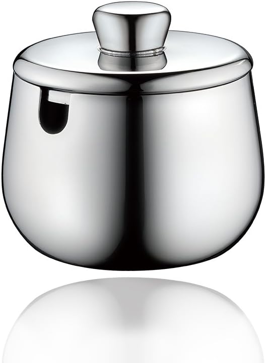 Minos Stainless Steel Sugar Bowl With Lid: With 5 OZ Condiment Server - Hand Polished; Wear and Scratch-Resistant Best When Serving Coffee And Tea On Table