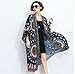 Women's Floral Printed Chiffon/Lace Kimono Cardigan Contrast-Trim Long Beach Cover Up