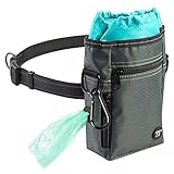 Dog Treat Pouch with Waste Bags Dispenser, TaoTronics Dog Training Pouch with Waist Belt or Over the Shoulder Strap, Carries Treats, Toys, Keys etc. (2 x Carabiner Clips, 1 Roll of Dog Poop Bags)