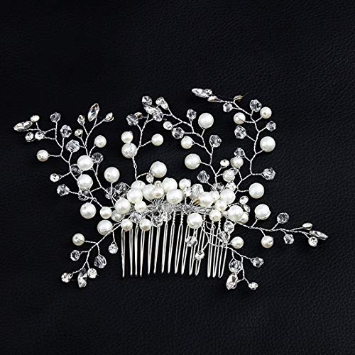 inSowni 30 Pack Wedding Bridal Hair Side Combs+U Shaped Hair Pins Clips Pieces Accessories Barrettes Rhinestone Pearl Flower Silver for Women Girl Bridesmaids - Thumbnail 2