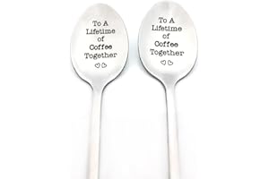 Cenrren Anniversary Spoon Gifts for Couple to A Lifetime of Coffee Together Husband Wife Boyfriend Girlfriend Birthday Christ