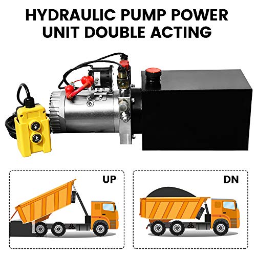 DC HOUSE Hydraulic Pump 12V Dump Trailer Pump 8 Quart Hydraulic Power Units Electric Hydraulic Pump for Dump Trailer and DIY Hydraulic Systems(8 Quart Double Acting) - Image 7