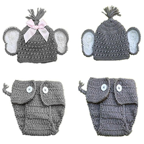 Staron Baby Knit Hats Photo Props Infant Boy Elephent Ears Beanie Cap Photography Props (Gray)