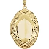 Sonia Jewels Solid 14k Yellow Gold Oval Locket Pendant Charm Holds Pictures (40mm x 23mm)