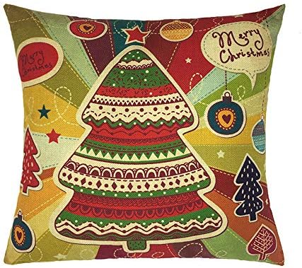 Happy Christmas Pillow Cases Linen Sofa Cartoon Cushion Cover Home Decoration Duseedik