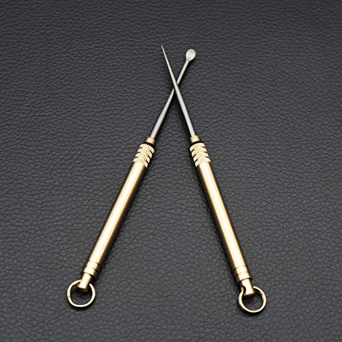 PPFISH Outdoor Camping Picnic Titanium Toothpick & Ear Pick EDC Keychain Tool With Brass Protective Case Holder Ultralight Travel Kits - Thumbnail 3