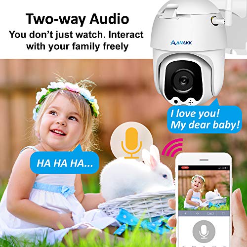 Anakk Wireless WiFi Security Camera 1080P Pan & Tilt Indoor & Outdoor IP66 Waterproof 2 Way Audio Night Vision Remote View Motion Detection Alert 32G SD Card Pre-Installed for Home & Business - Thumbnail 2