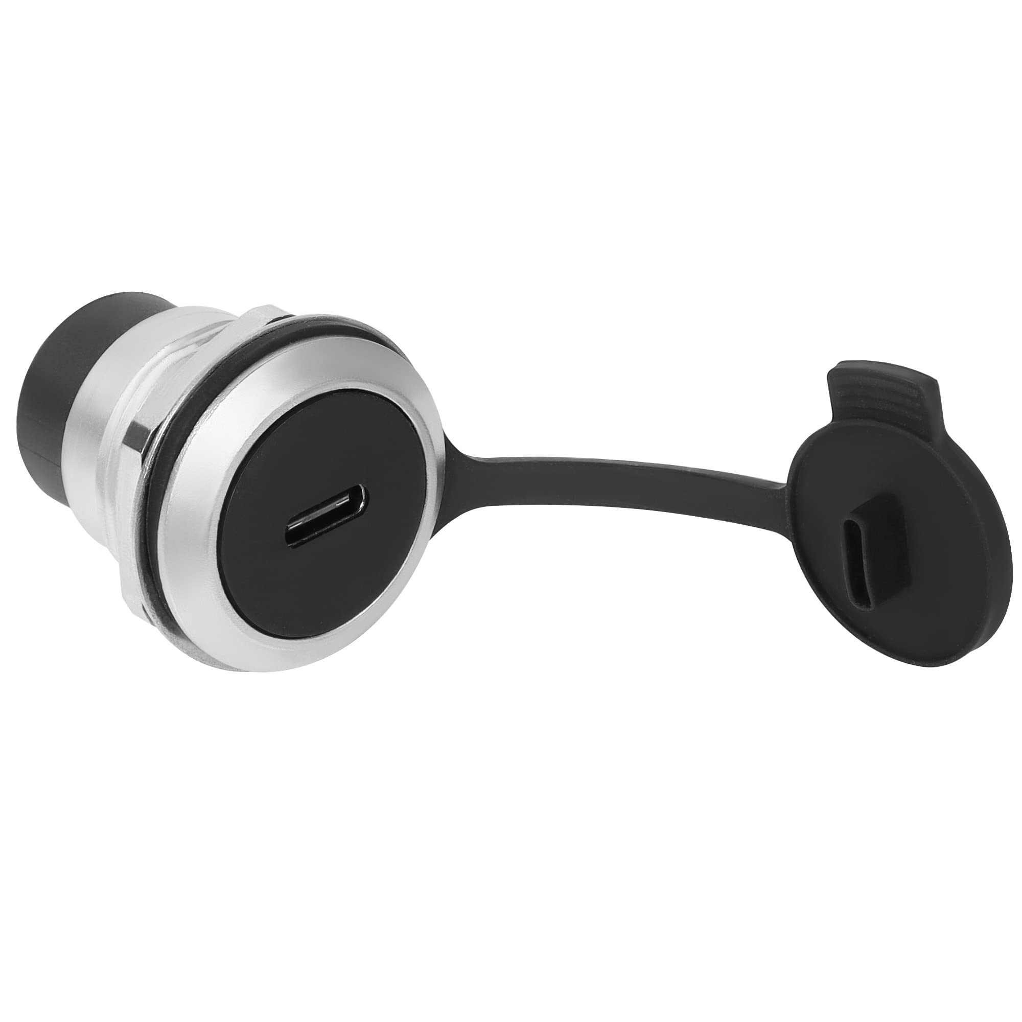 QIANRENON USB C Panel Threaded Fixed Mount Coupler Adapter USB3.1 Type C Female to Female Recessed Panel Mount Connector 10Gbps, Anti-loosening Gasket Dust-proof Cover, for Dashboard or Device panel