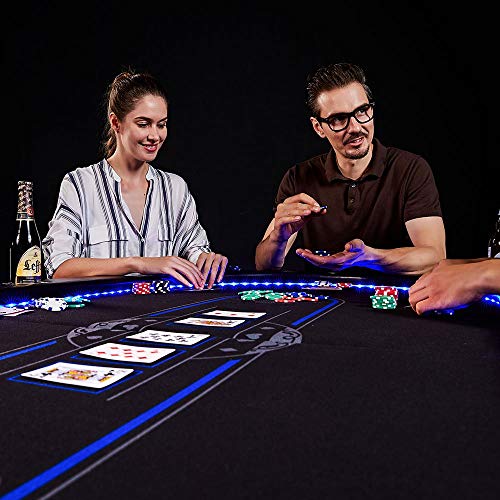 Lancaster 10 Player Poker Game Table with Cup Holders, LED Lights