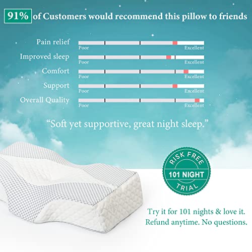 Neck Pillows for Sleeping, Odorless Memory Foam Side Sleeper Pillow