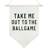 AGMDESIGN Take Me Out To The BallGame Canvas Hanging Pennant Flag Banner, Room Wall Decor, Home Playroom Kids Room Nursery Flag Decor, Sports Fan Gifts for BallGame Lovers, Baseball Door Hanger
