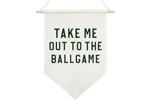 AGMDESIGN Take Me Out To The BallGame Canvas Hanging Pennant Flag Banner, Room Wall Decor, Home Playroom Kids Room Nurserys Flag Decor, Sports Fan Gifts for BallGame Lovers, Baseball Door Hanger