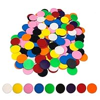 PPXMEEUDC 180PCS 9 Colors 1 Inch Plastic Counters Disks Chip Counting Discs Markers for Learning Poker Chips Math Practice Game Tokens Contain Yellow Red Pink White Green Blue Black Orange Purple