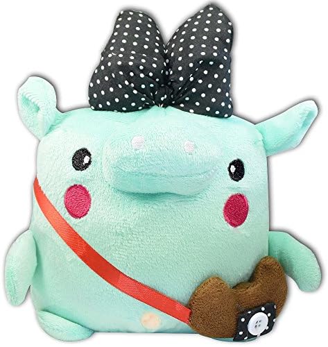 7" Green Pig With Big Dot Bow &amp; Messager Bag Soft Plush Stuffed Animal Suction Cup Cute Toy New