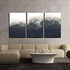 Landscape of Trees Forest in Mist x3 Panels