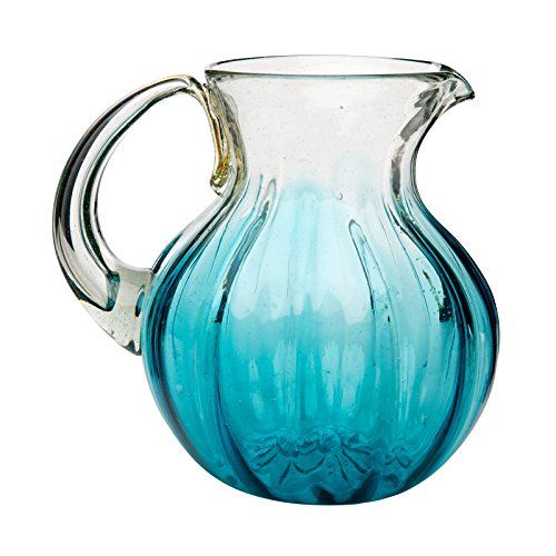 Amici Home 7MCR070R Rosa Pitcher Glass Serveware, 80 oz, Aqua