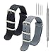 KDM NATO Strap Pack of 2-20mm 22mm Premium Ballistic Nylon Watch Bands with Stainless Steel Buckle (Black+Smoke Grey, 22mm)