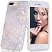 iPhone 7 Plus Case, Shiny Rose Gold Grey Marble Design, BAISRKE Clear Bumper Matte TPU Soft Rubber Silicone Cover Phone Case for Apple iPhone 7 Plus & iPhone 8 Plus [5.5 inch]