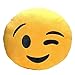 LI&HI 32cm Emoji Smiley Emoticon Yellow Round Cushion Pillow Stuffed Plush Soft Toy-Independent Vacuum Packing (Wink)
