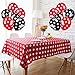 TONIFUL Polka Dot Party Decorations Kit with 2 Pack Red & Black Polka Dot Plastic Tablecloth and 12 Pcs Red &Black Polka Dot Balloons