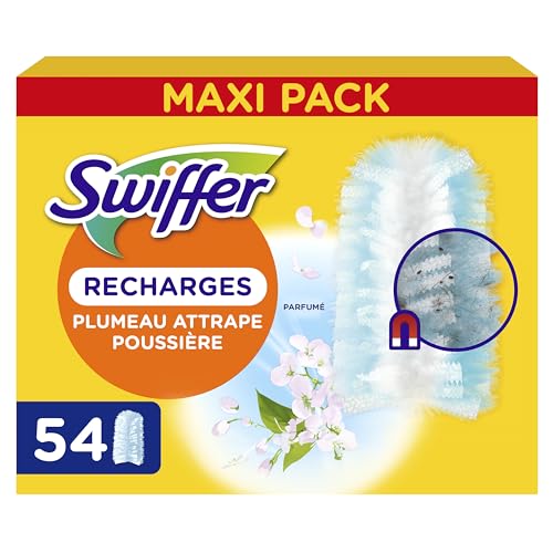 Swiffer Duster Plumeau Recharges avec Parfum Febreze, 54 Unités, Capture Poussière, Saleté, Poils et Allergènes,même dans Les Coins Difficiles, Rapide et Efficace, Manche Vendu Séparément