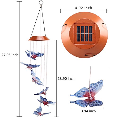 Anpatio Light Control Solar Powered Butterfly Wind Chime Outdoor Waterproof Colour Changing LED Light Romantic Garden Yard Balcony Decoration Best Gift - Thumbnail 6