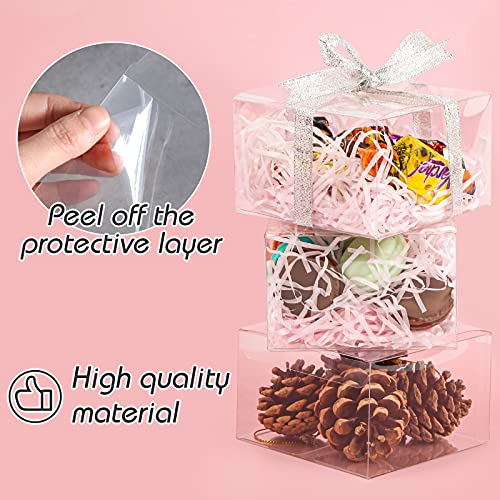 VGoodall Clear Favor Boxes, 35 pcs Plastic Gift Boxes Transparent Cube Boxes PET Boxes for Wedding, Party, Baby Shower, Bridal Shower
