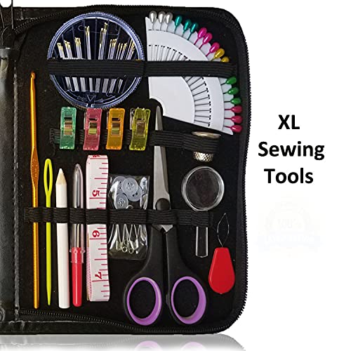 ARTIKA Sewing Kit for Adults and Kids (119 PCS) - Small Beginner Set w/Multicolor Thread, Needles, Scissors, Thimble & Clips - Emergency Repair and Travel Kits - Sewing Accessories and Supplies