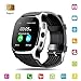 Smart Watch,Hizek Smart Wrist Watch with Camera Pedometer Sport Tracker 1.54 inch Touch Screen Support TF SIM Card Slot for Android and iOS iPhone Samsung LG (Black)