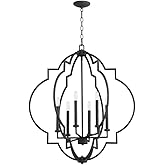 Quorum 6842-6-69 Transitional Six Light Pendant from Dublin Collection in Black Finish,