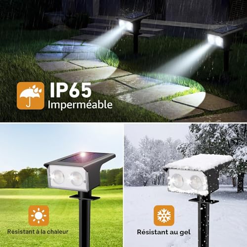 btfarm Set of 6 Outdoor Solar Spotlights, 3 Colours (3000/4500/6000K) – Solar Floodlights IP65 Waterproof, Solar Light for Garden Pathway