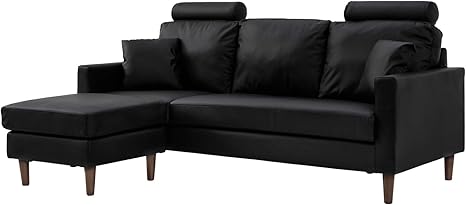 Amazon モダンデコ ソファ ソファー 3人掛け カウチソファ カフェ風 北欧 ヘッドレスト Colon Epuブラック ソファ カウチ オンライン通販