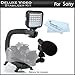 Deluxe LED Video Light plus Mini Zoom Shotgun Microphone w/Mount plus Video Stabilizer Kit For Sony HDR-CX580V, HDR-PJ580V, HDR-PJ260V, HDR-CX260V, HDR-PJ710V, HDR-PJ760V, HDR-CX760V, HDR-XR260V HDR-TD20V Includes Stabilizing Handle plus Microphone plus LED Light Kit