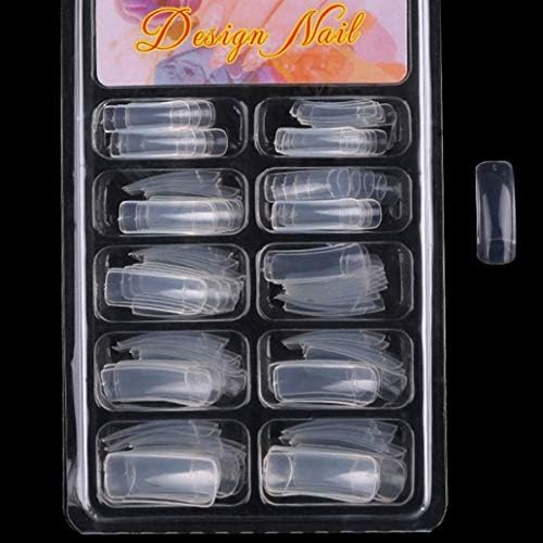 BFBH 100Pcs Fake nails Manicure Korean French Nail Of Natural Clear Nail Arcylic Plastic Long Full Cover Nail Art Tools(Transparent)