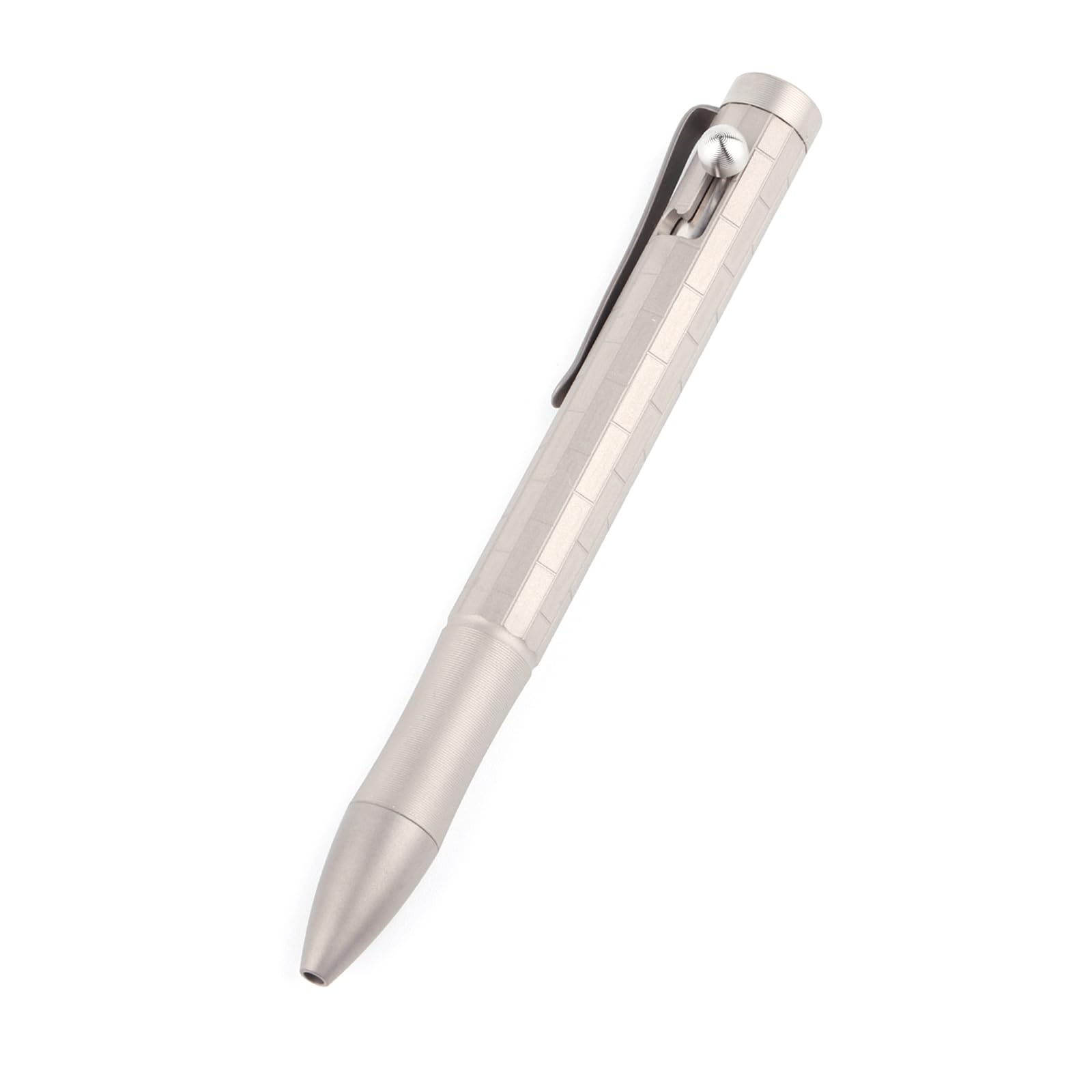 Hamans Titanium Bolt Pen Ballpoint Pen with Pocket Clip Refillable Compact Size