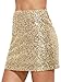 Verdusa Women's Above Knee Sequin Sparkle Mini Skirt Gold XS