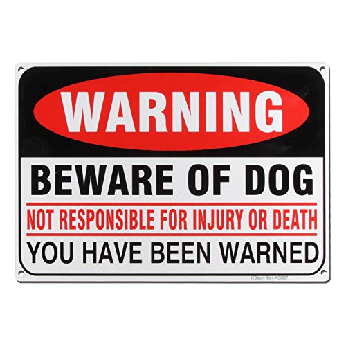 Beware of Dog Sign Large 10 x 7 inch 40 Mil Aluminum, for Indoor or Outdoor Use Made of Rust Free Aluminum-UV Printed Reflective-Easy to Mount Indoors & Outdoors