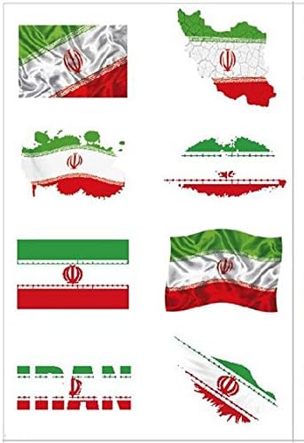 Temporary Tattoo Set of 6 Different Shape Iran Flag Waterproof Sticker for 2018 Russia World Cup