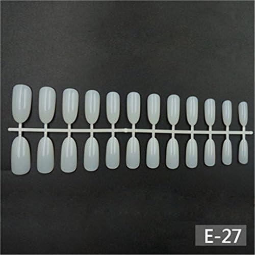 Oval Fake Nails With Designs 120PCS 7 Colors Full Cover Round False Nails ABS Artificial Tips Nail Art Decorations Women 27 Nutural