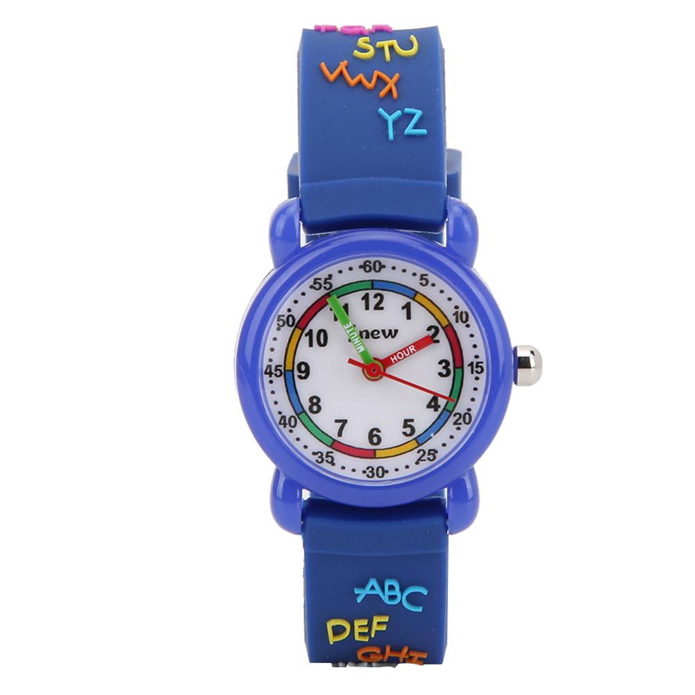 Zerodis Kids Cartoon Watch, Letter Pattern Children Wrist Watch PU Strap Wrist Watch, for Kids, 3D Cartoon Design, Kid Time Teacher for 3-12 Years Old