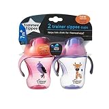 Tommee Tippee Trainer Sippee Cup 2 pack pink/purple NEW IMPROVED