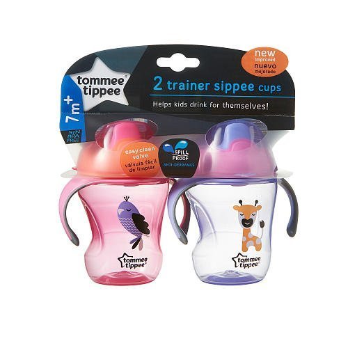 Tommee Tippee Trainer Sippee Cup 2 pack pink/purple NEW IMPROVED