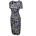 UDORA Square Neck Optical Illusion Business Pencil Midi Dress (S)